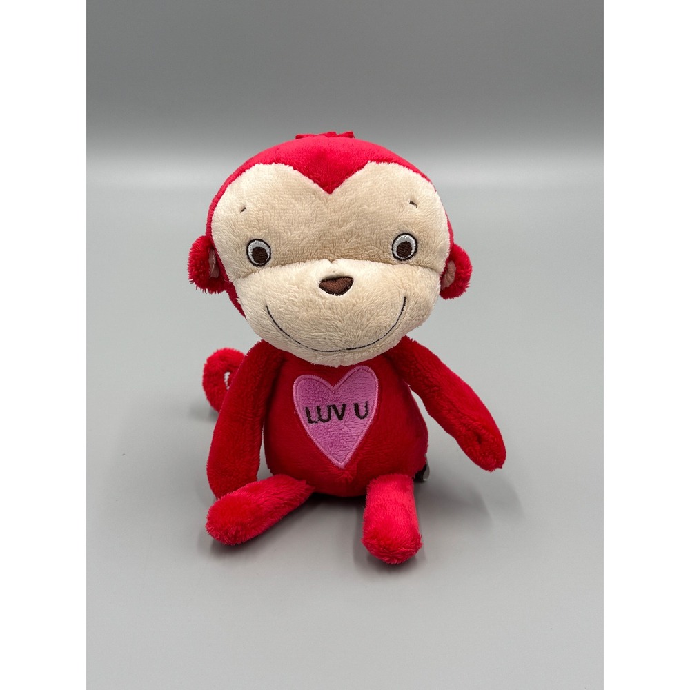 Hallmark Red Valentine Monkey Plush LUV U Heart Stuffed Animal 7 Inch